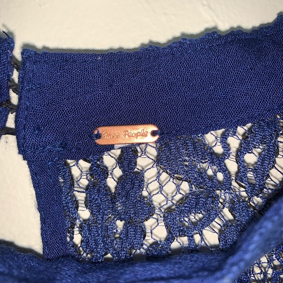 Free People dark blue lace sheer dress size M - Picture 8 of 11